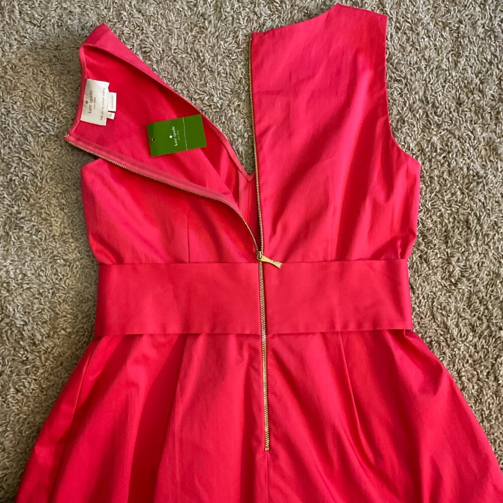NWT Kate Spade ♠️ Sawyer Sleeveless V-Neck Pleated Fit & Flare Dress, Pink, 12 - Picture 7 of 14